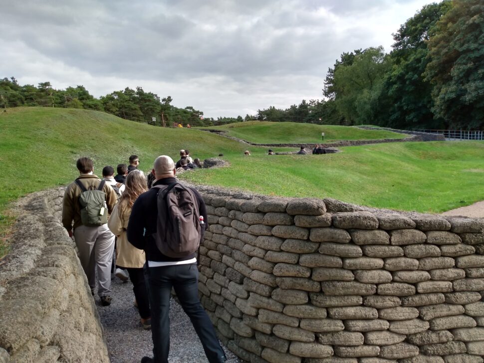 Participants in the Strategic Leaders Fellowship at a preserved trenchline in northern France.